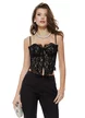 Corset dama de lux negru din dantela catifelata cupe buretate