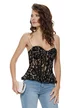 Corset negru din dantela premium cu cu bretele detasabile din perle
