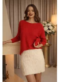 Fusta eleganta cu franjuri velevet feathers crem si lurex argintiu picture - 2