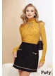 Fusta eleganta Fofy mini din tweed premium negru si fir delicat de lurex