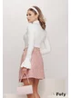 Fusta eleganta Fofy mini din tweed premium roz cu aplicatii de perle