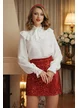 Fusta eleganta Fofy mini rosie din catifea cu paiete
