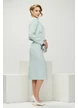 Fusta eleganta midi din tweed bleu premium si captuseala satinata