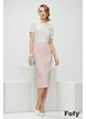 Fusta eleganta midi din tweed roz premium si captuseala satinata