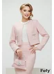 Fusta eleganta midi din tweed roz premium si captuseala satinata