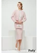 Fusta eleganta midi din tweed roz premium si captuseala satinata