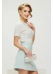 Fusta eleganta mini din tweed bleu premium cu captuseala satinata