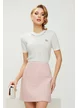 Fusta eleganta mini din tweed roz premium cu captuseala satinata