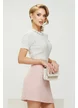 Fusta eleganta mini din tweed roz premium cu captuseala satinata