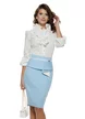 Fusta Fofy baby blue cu peplum asimetric in spirala
