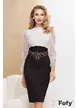 Fusta Fofy eleganta conica neagra cu talie inalta si aplicatie premium de margele si paiete