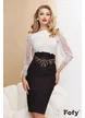 Fusta Fofy eleganta conica neagra cu talie inalta si aplicatie premium de margele si paiete