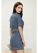 Fusta mini de blug premium cu paiete fine si nasturi perla