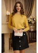 Fusta mini eleganta evazata neagra cu fir de lurex argintiu  si nasturi metalici picture - 4