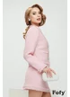 Fusta premium eleganta din tweed roz cu paiete fine si detalii franjurate