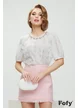 Fusta premium eleganta din tweed roz cu paiete fine si detalii franjurate