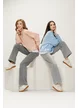 Hanorac dama casual bleu  din bumbac supersoft cu fundite