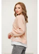 Hanorac dama casual roz din bumbac supersoft cu fundite