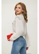 Ie dama premium din bumbac cu broderie florala fina si guler tunica