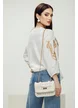 Ie dama premium din rayon cu broderie florala bej si guler tunica