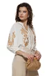 Ie dama premium din rayon cu broderie florala bej si guler tunica