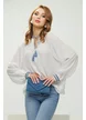 Ie dama premium din rayon cu broderie si insertii de blug