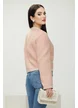 Jacheta dama din tweed premium roz cu buzunare conturuei dantelatesi nasturi metalici