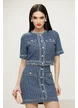 Jacheta dama eleganta din blug cu paiete fine si croi retro