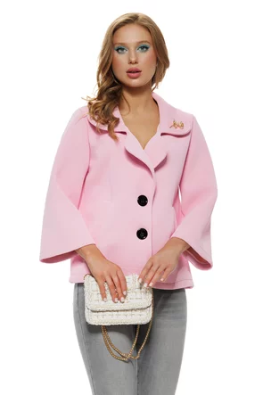 Jacheta dama premium roz croi retro si brosa