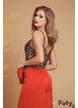 Maiou dama elegant din saten animal print cu bretele reglabile