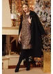 Palton dama din bucle premium supersoft negru cu floare detasabila