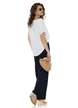 Pantalon dama bleumarin din vascoza premium cu curelusa impletita