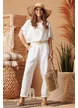 Pantalon dama de in alb premium supersoft curea elastica boho