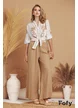 Pantalon dama de in premium supersoft bej cu buzunare laterale 