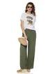 Pantalon dama de vara larg din vascoza premium olive