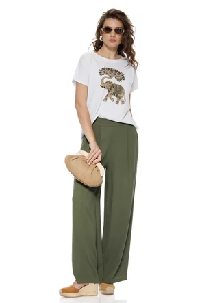 Pantalon dama de vara larg din vascoza premium olive
