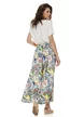 Pantalon dama de vara larg satinat cu imprimeu mediteranean Amalfi