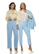Pantalon dama elegant baby blue wide cu buzunare si curea