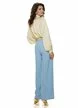 Pantalon dama elegant baby blue wide cu buzunare si curea