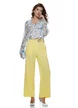 Pantalon dama elegant galben wide cu buzunare si curea
