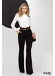 Pantalon dama elegant negru premium cu talie inalta linie evazata si curea