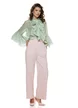 Pantalon dama elegant roz wide cu buzunare si curea