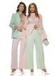 Pantalon dama elegant roz wide cu buzunare si curea