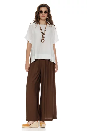Pantalon dama maro wide cu pense din vascoza racoroasa