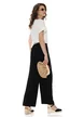 Pantalon dama negru din vascoza premium cu curelusa impletita