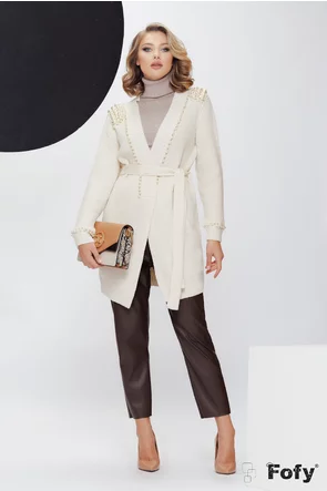Pantalon dama piele ecologica boyfriend maro cu buzunare laterale