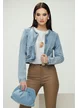 Pantalon dama piele ecologica evazat cappucinno elastic cu efect push up