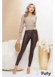Pantalon dama piele ecologica maro elastic cu efect push up