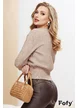 Pantalon dama piele ecologica maro elastic cu efect push up
