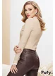 Pantalon dama piele ecologica maro elastic cu efect push up